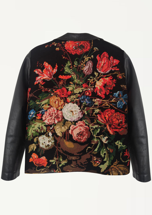 Mignon Floral Tapestry Leather Jacket